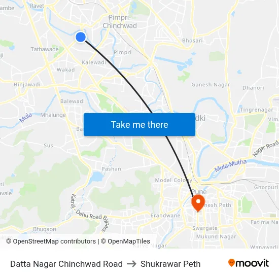 दत्त नगर चिंचवड रोड to शुक्रवार पेठ map