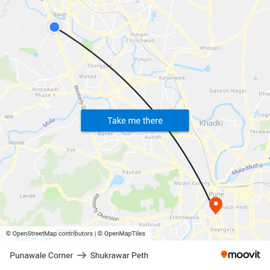 Punawale Corner to Shukrawar Peth map