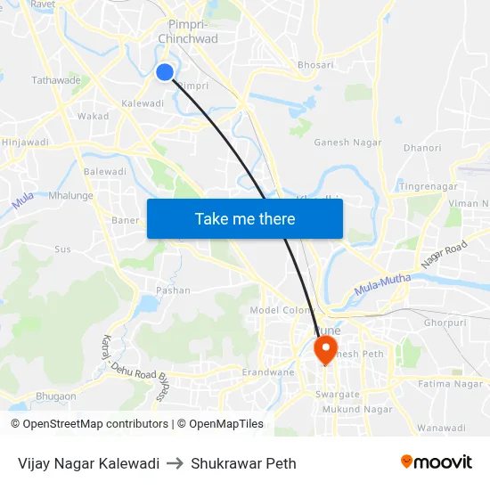 Vijay Nagar Kalewadi to शुक्रवार पेठ map