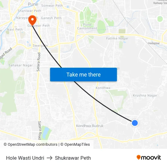 Hole Wasti Undri to शुक्रवार पेठ map