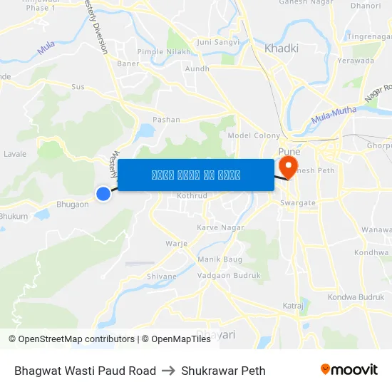 भगवत वस्ती पौड रोड to शुक्रवार पेठ map