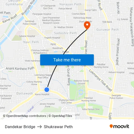 Dandekar Bridge to Shukrawar Peth map