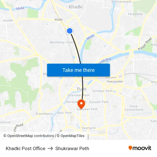 Khadki Post Office to Shukrawar Peth map