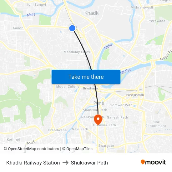 खड़की रेलवे स्टेशन to शुक्रवार पेठ map