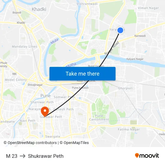 M 23 to शुक्रवार पेठ map