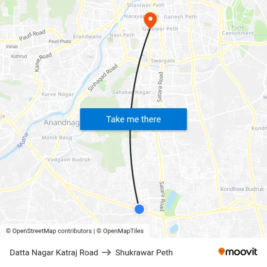 दत्त नगर कात्रज रोड to शुक्रवार पेठ map