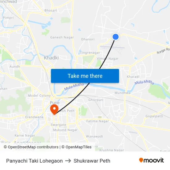 पाण्याची टाकी लोहगाव to शुक्रवार पेठ map