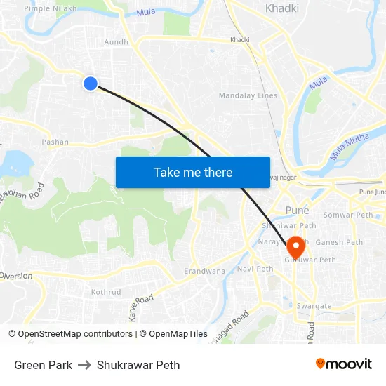 Green Park to Shukrawar Peth map