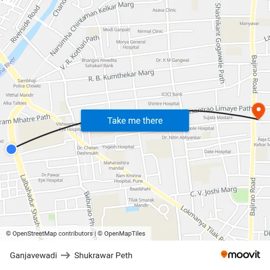 Ganjavewadi to Shukrawar Peth map