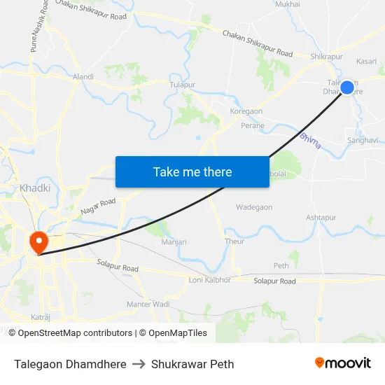 Talegaon Dhamdhere to Shukrawar Peth map