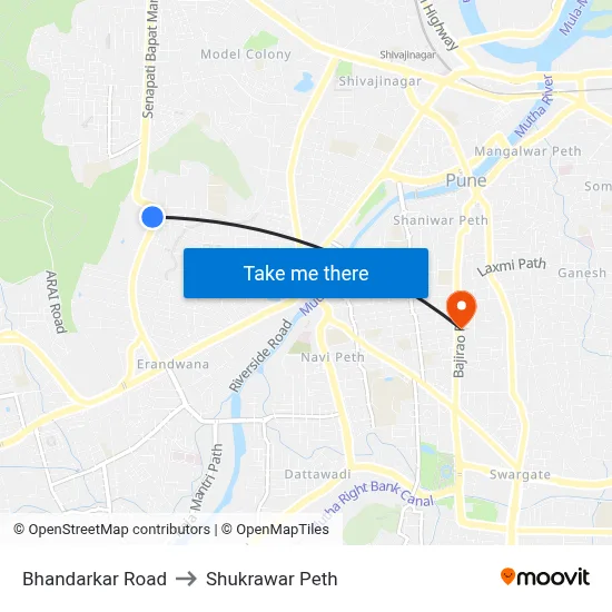 Bhandarkar Road to Shukrawar Peth map