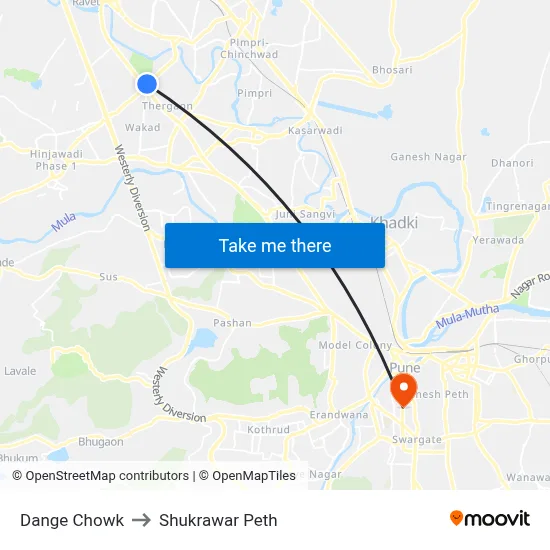 Dange Chowk to Shukrawar Peth map