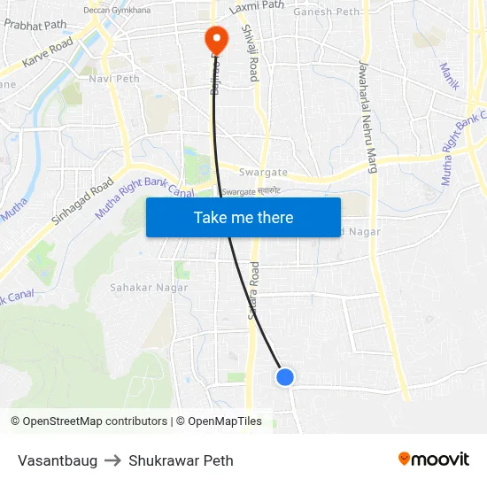 वसंतबाग to शुक्रवार पेठ map