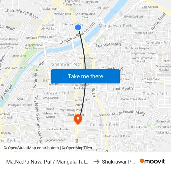 म.न.पा नवा पूल / मंगला टॉकीज to शुक्रवार पेठ map