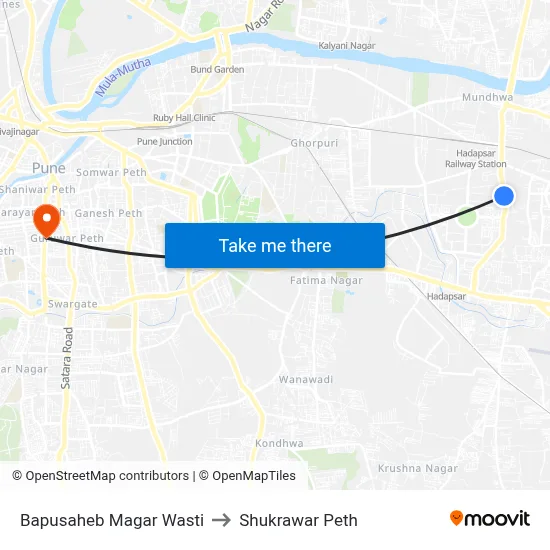 बापूसाहेब मगर वस्ती to शुक्रवार पेठ map