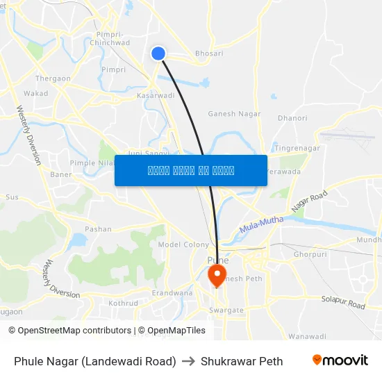 फुले नगर (लांडेवाडी रोड) to शुक्रवार पेठ map