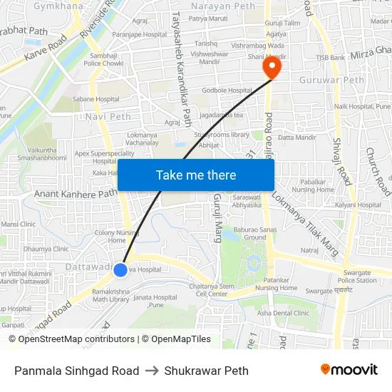 पणमाळा सिंहगड रोड to शुक्रवार पेठ map