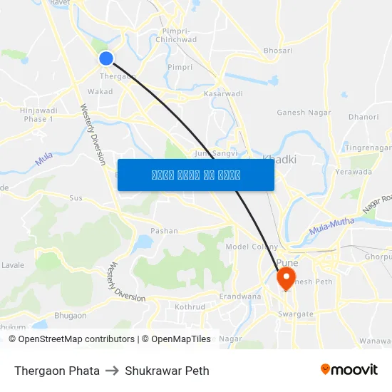 थेरगाव फाटा to शुक्रवार पेठ map
