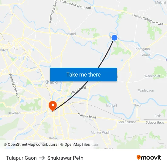 Tulapur Gaon to Shukrawar Peth map