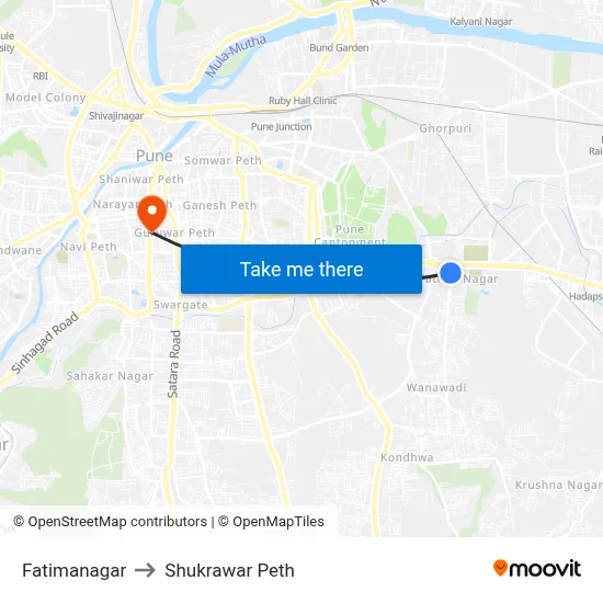 फातिमानगर to शुक्रवार पेठ map