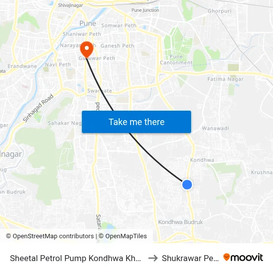 शीतल पेट्रोल पंप कोंढवा खुर्द to शुक्रवार पेठ map