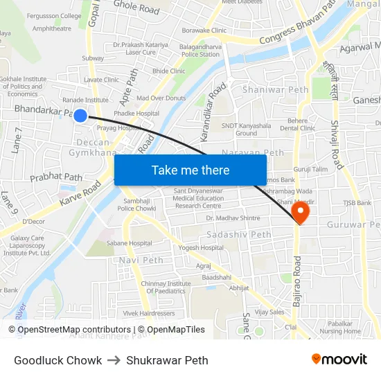 गुडलक चौक to शुक्रवार पेठ map