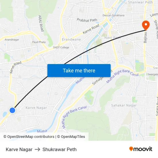 कर्वे नगर to शुक्रवार पेठ map