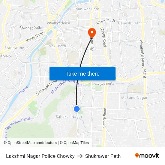 लक्ष्मी नगर पुलिस चौकी to शुक्रवार पेठ map