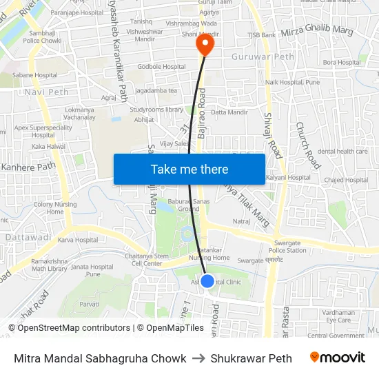 मित्र मंडल सभागृह चौक to शुक्रवार पेठ map