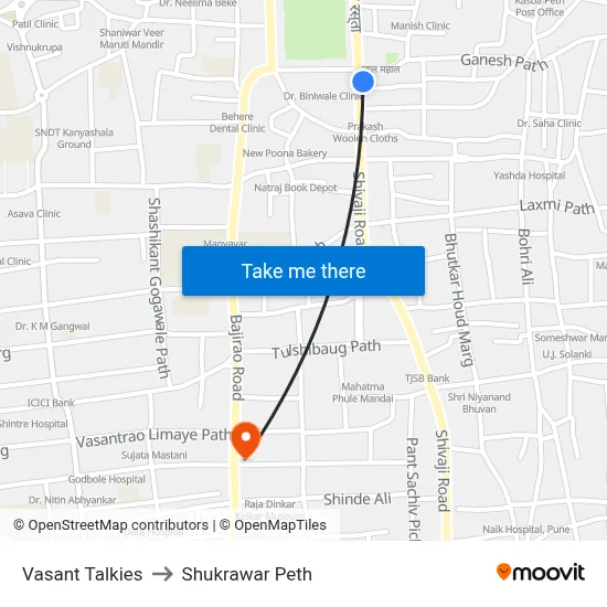 Vasant Talkies to Shukrawar Peth map