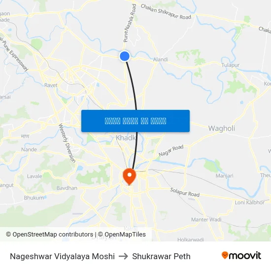 नागेश्वर विद्यालय मोशी to शुक्रवार पेठ map