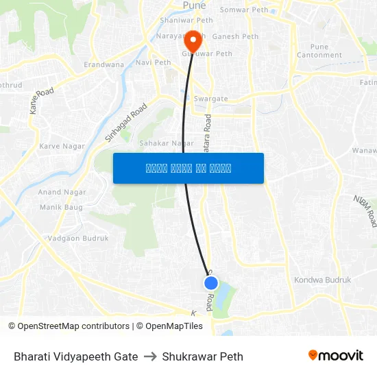 भारती विद्यापीठ गेट to शुक्रवार पेठ map