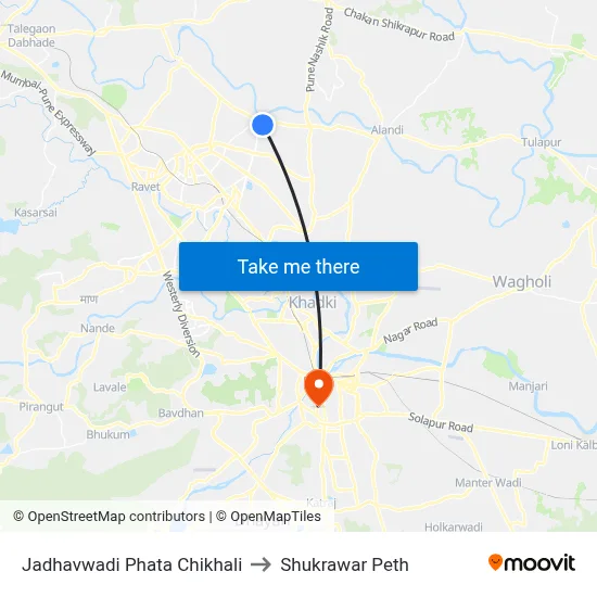 Jadhavwadi Phata Chikhali to Shukrawar Peth map