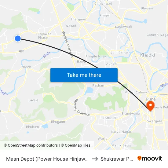 Maan Depot (Power House Hinjawadi) to Shukrawar Peth map