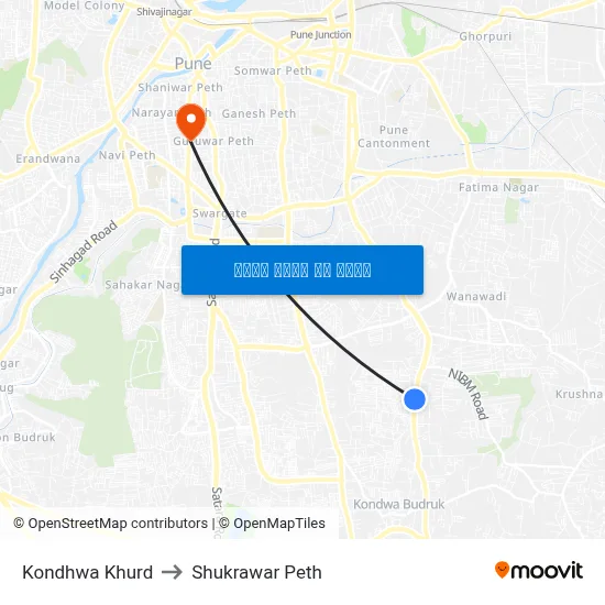 कोंढवा खुर्द to शुक्रवार पेठ map