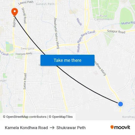 कमेला कोंढवा रोड to शुक्रवार पेठ map