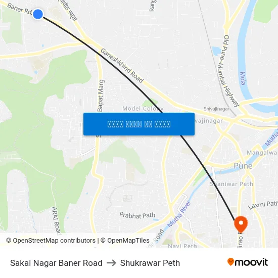 साकाळ नगर बाणेर रोड to शुक्रवार पेठ map
