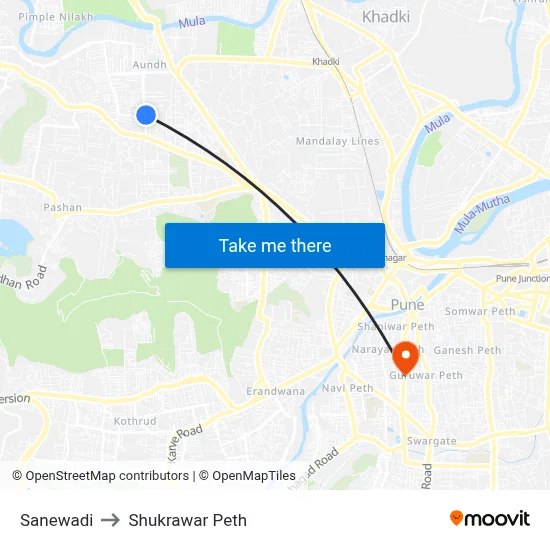 Sanewadi to Shukrawar Peth map