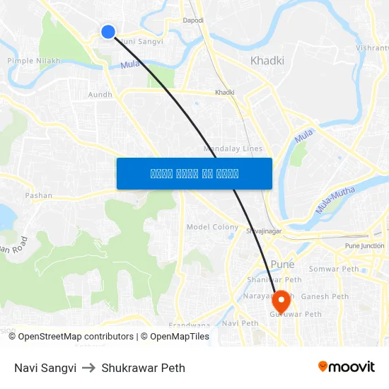 नवी सांगवी to शुक्रवार पेठ map