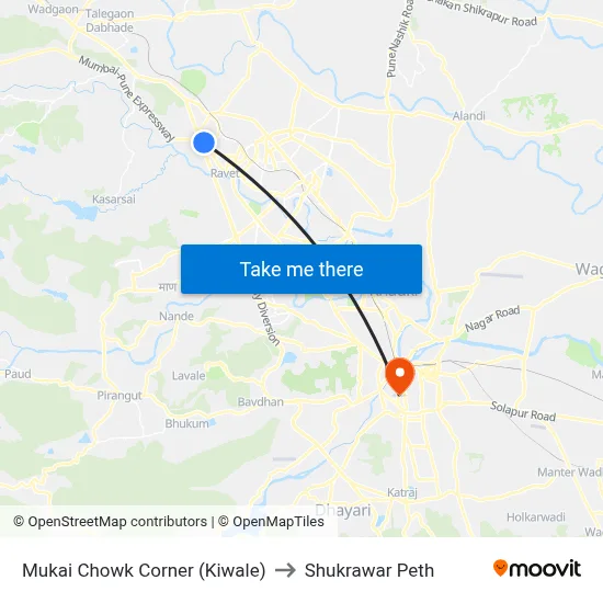 Mukai Chowk Corner (Kiwale) to Shukrawar Peth map