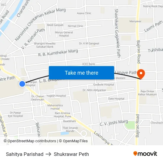 Sahitya Parishad to Shukrawar Peth map