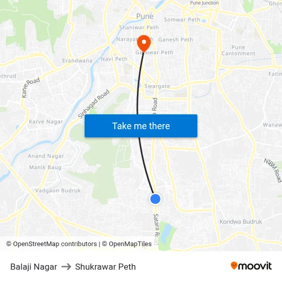 Balaji Nagar to Shukrawar Peth map