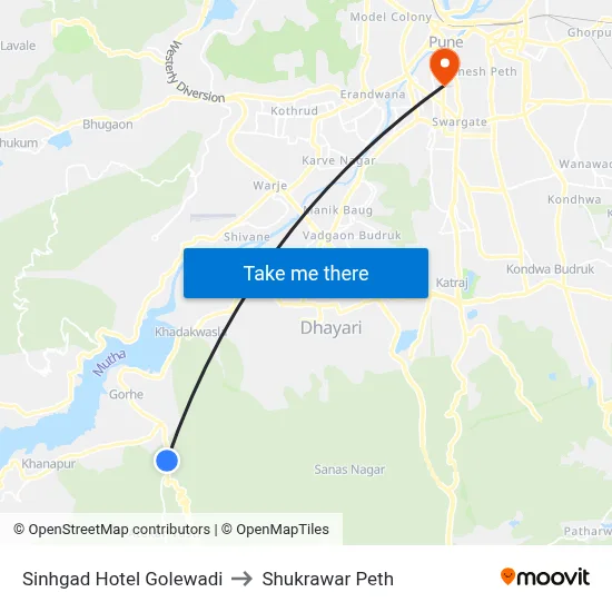 सिंहगड होटल गोलेवाडी to शुक्रवार पेठ map