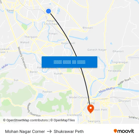 मोहन नगर कॉर्नर to शुक्रवार पेठ map