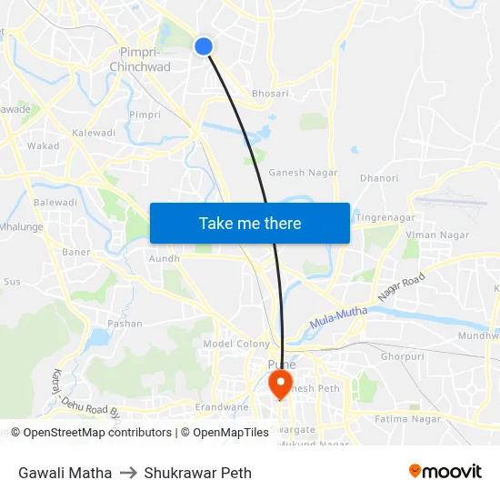 गवळी मठ to शुक्रवार पेठ map