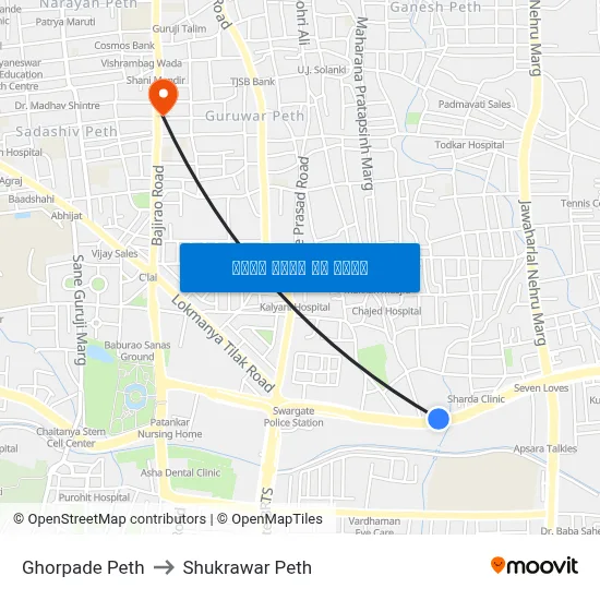 घोरपडे पेठ to शुक्रवार पेठ map