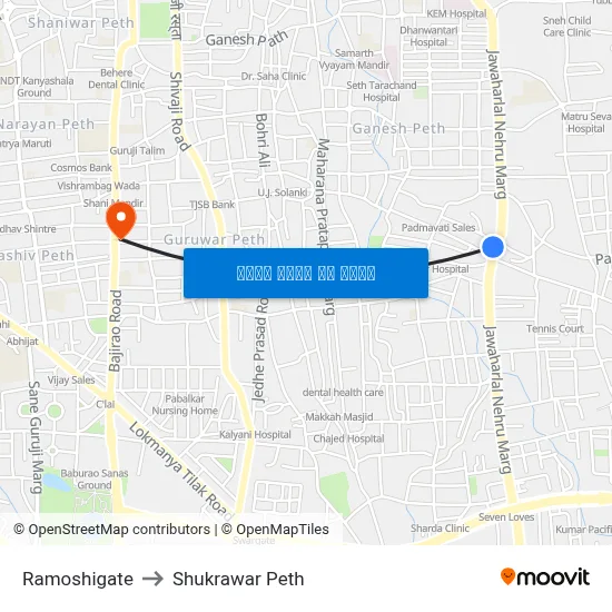 रामोशीगेट to शुक्रवार पेठ map