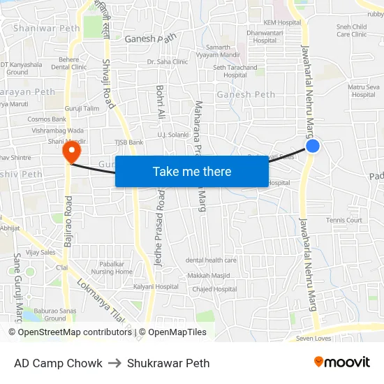 AD Camp Chowk to Shukrawar Peth map