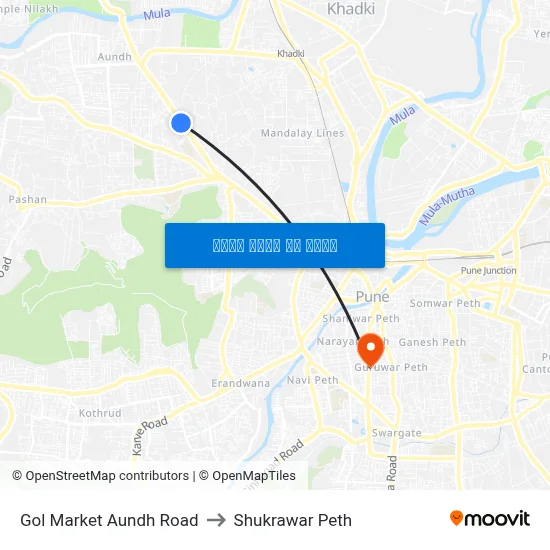 गोल मार्केट औंध रोड to शुक्रवार पेठ map
