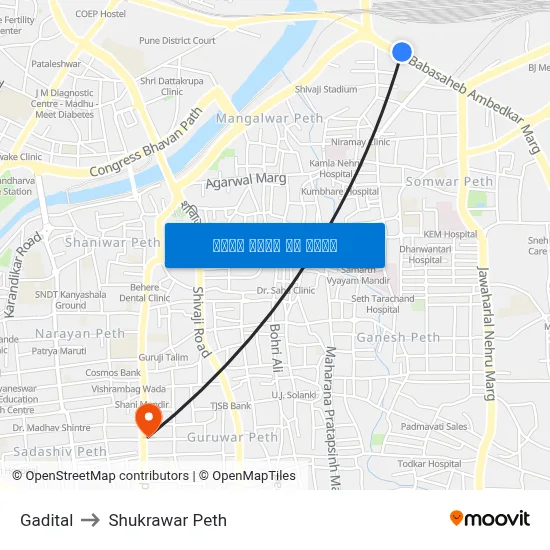 गडीताल to शुक्रवार पेठ map